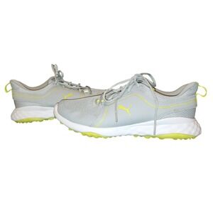 Puma Golf Shoes Men's Grip Fusion Sport Size 10 Light Grey Yellow  Lace Up